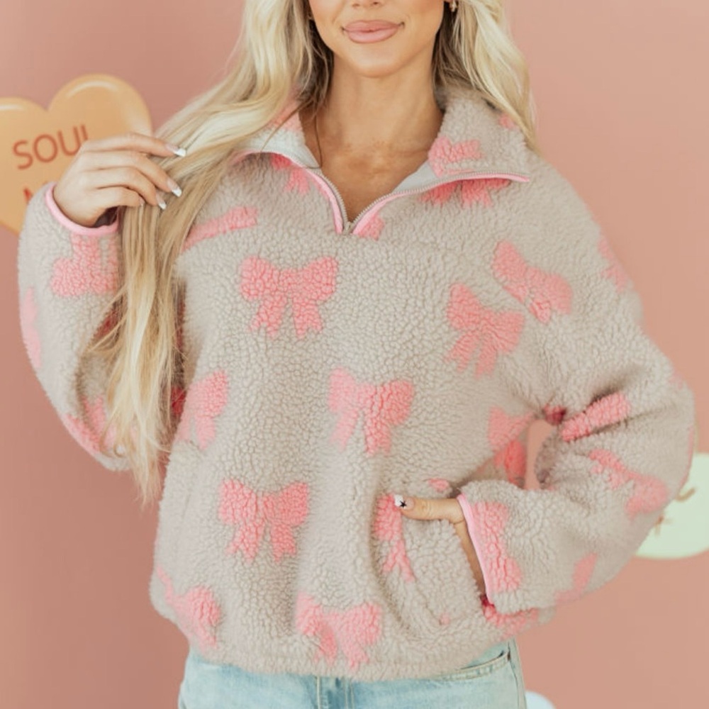 Women's Pink Bow Fleece Jacket